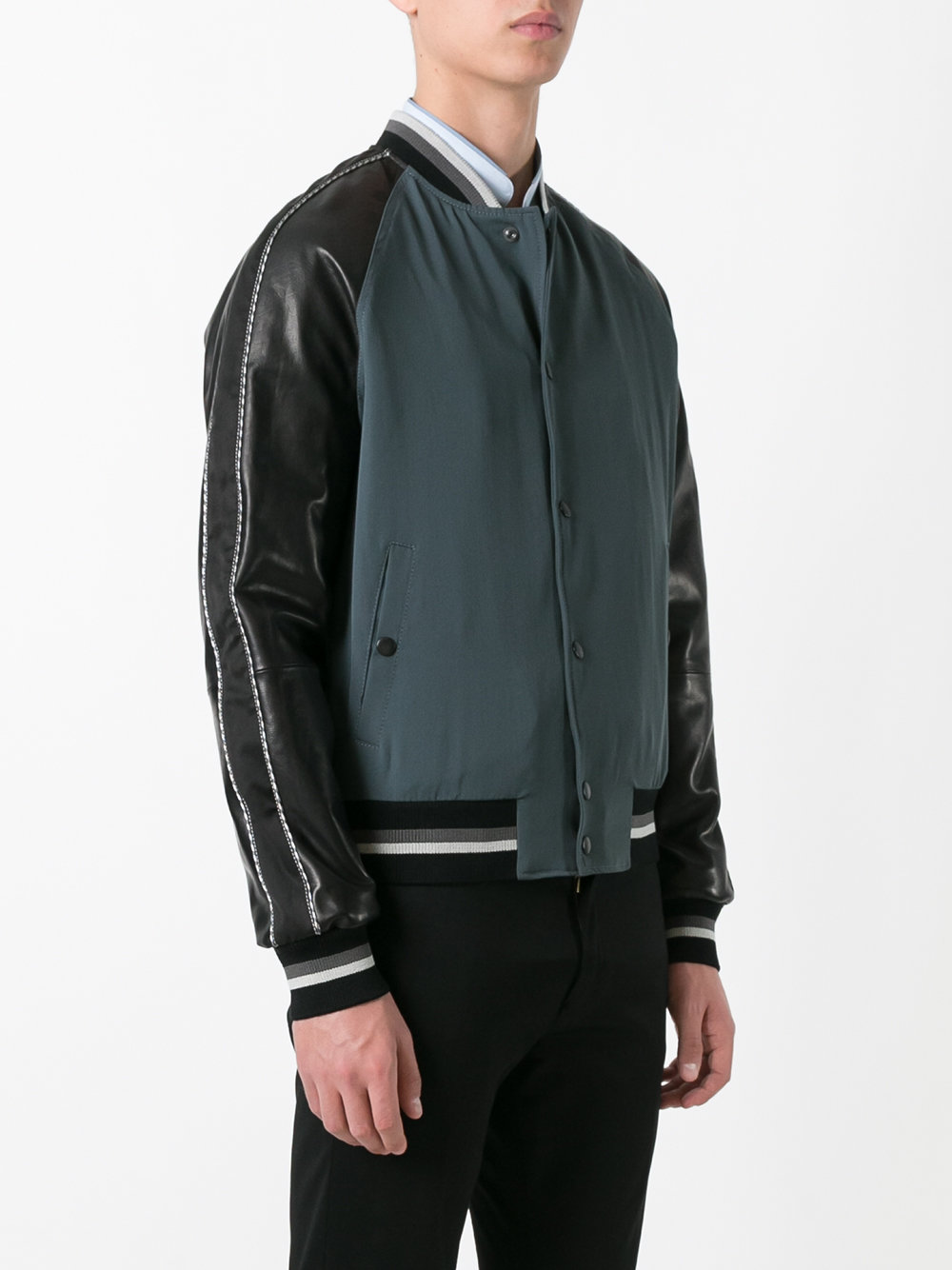 piped sleeve bomber jacket