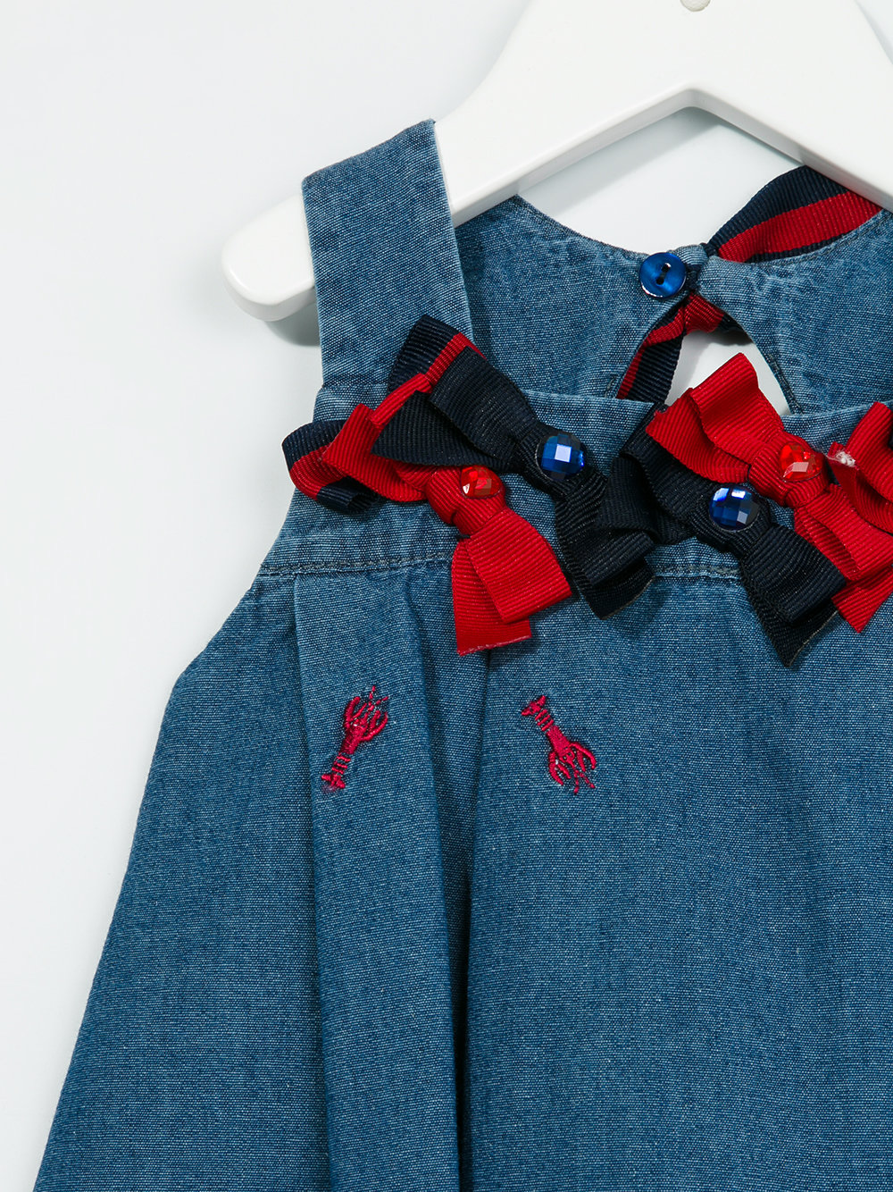 bow detail denim dress