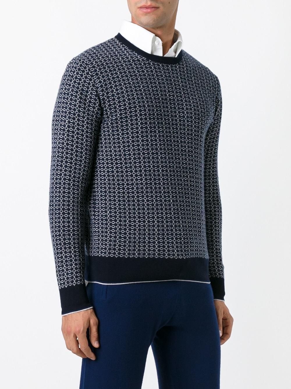 patterned round neck jumper