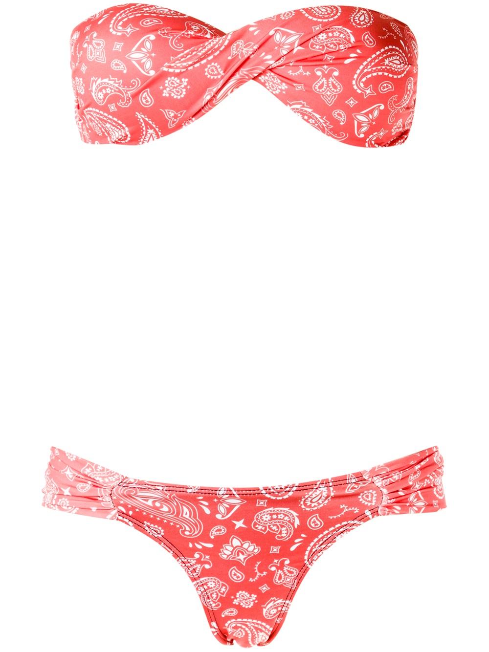 printed bandeau bikini set