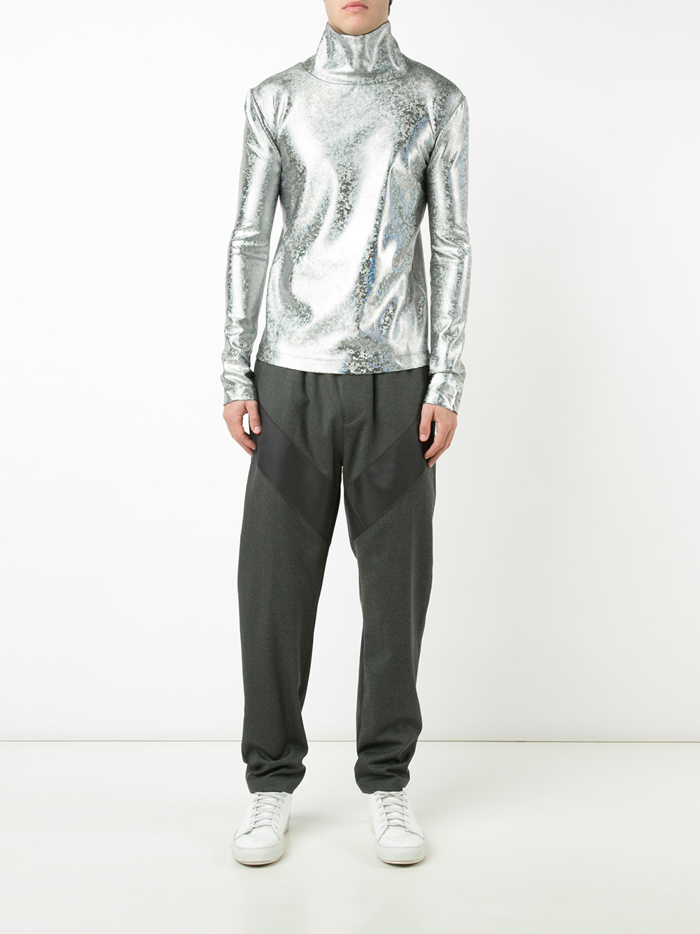 metallic palms turtleneck sweatshirt
