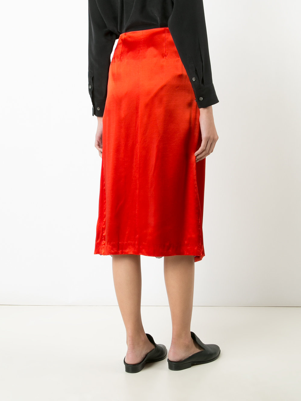 satin contrast wrap skirt