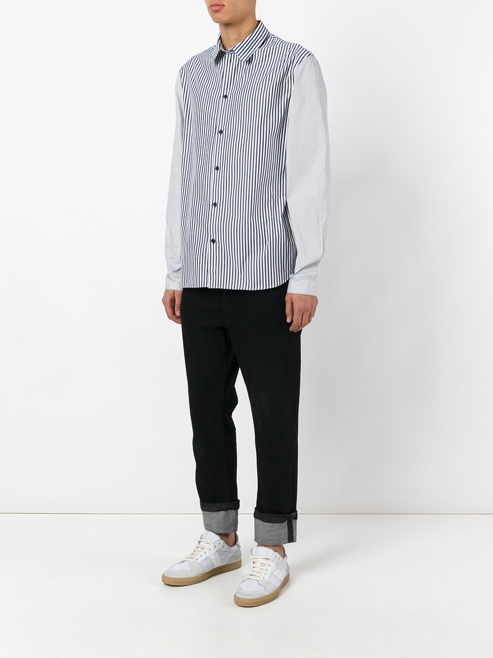 appliquéd striped shirt