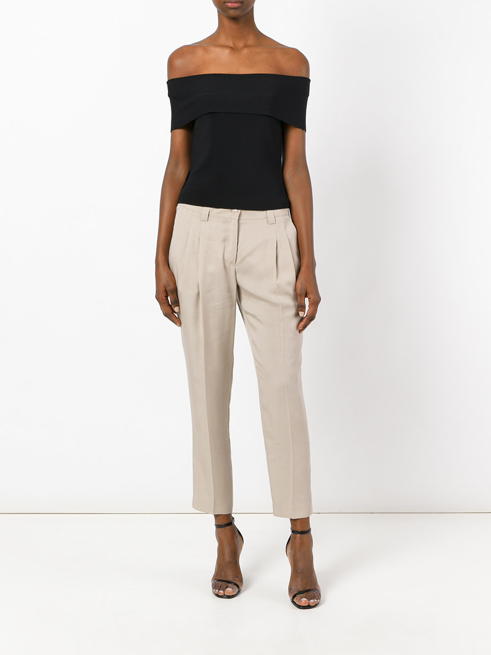 front pleat cropped trousers
