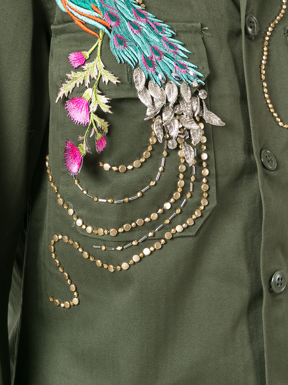 peacock embroidered army jacket 