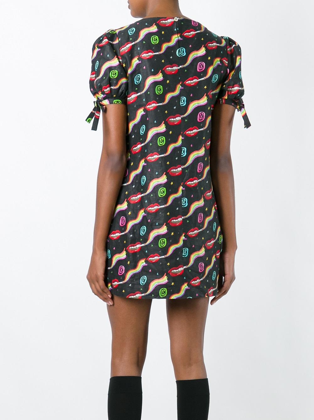 smoking lips print mini dress