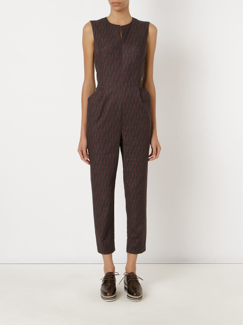 pleated details printed jumpsuit