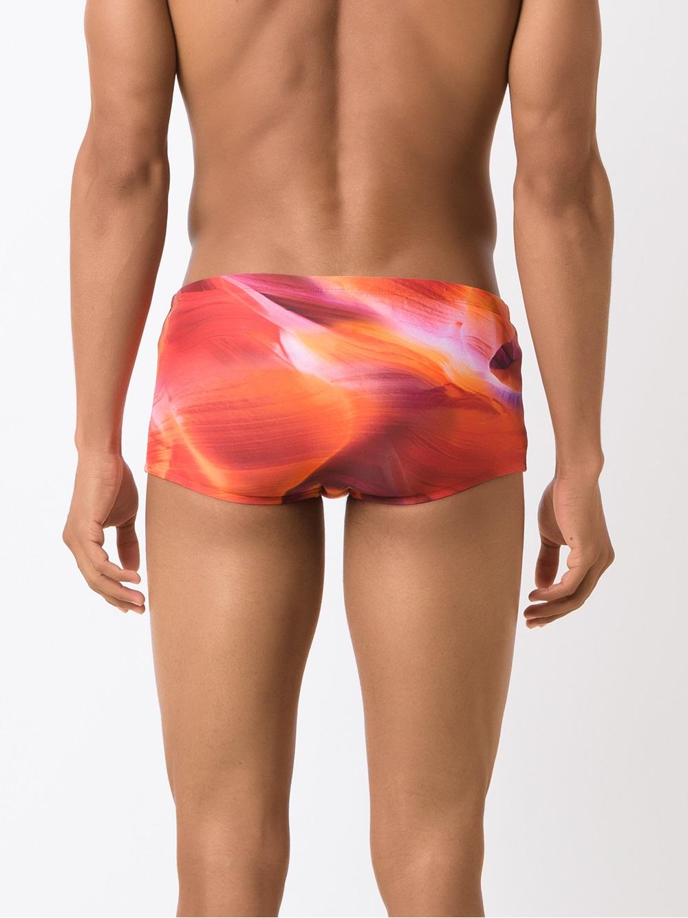 printed swim trunks