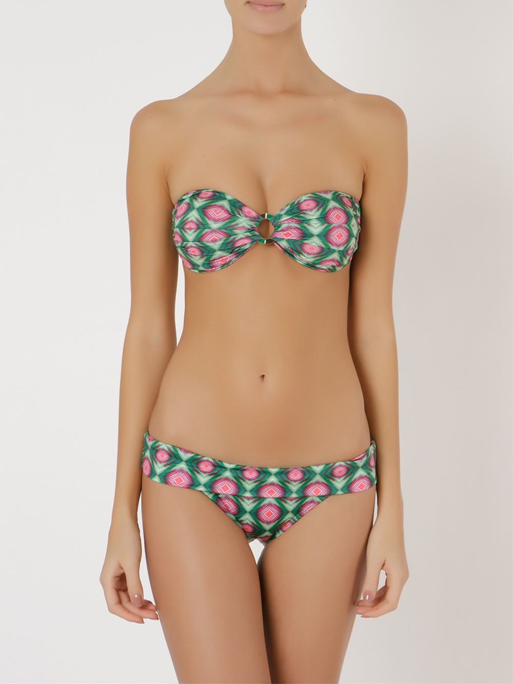 printed bandeau bikini set