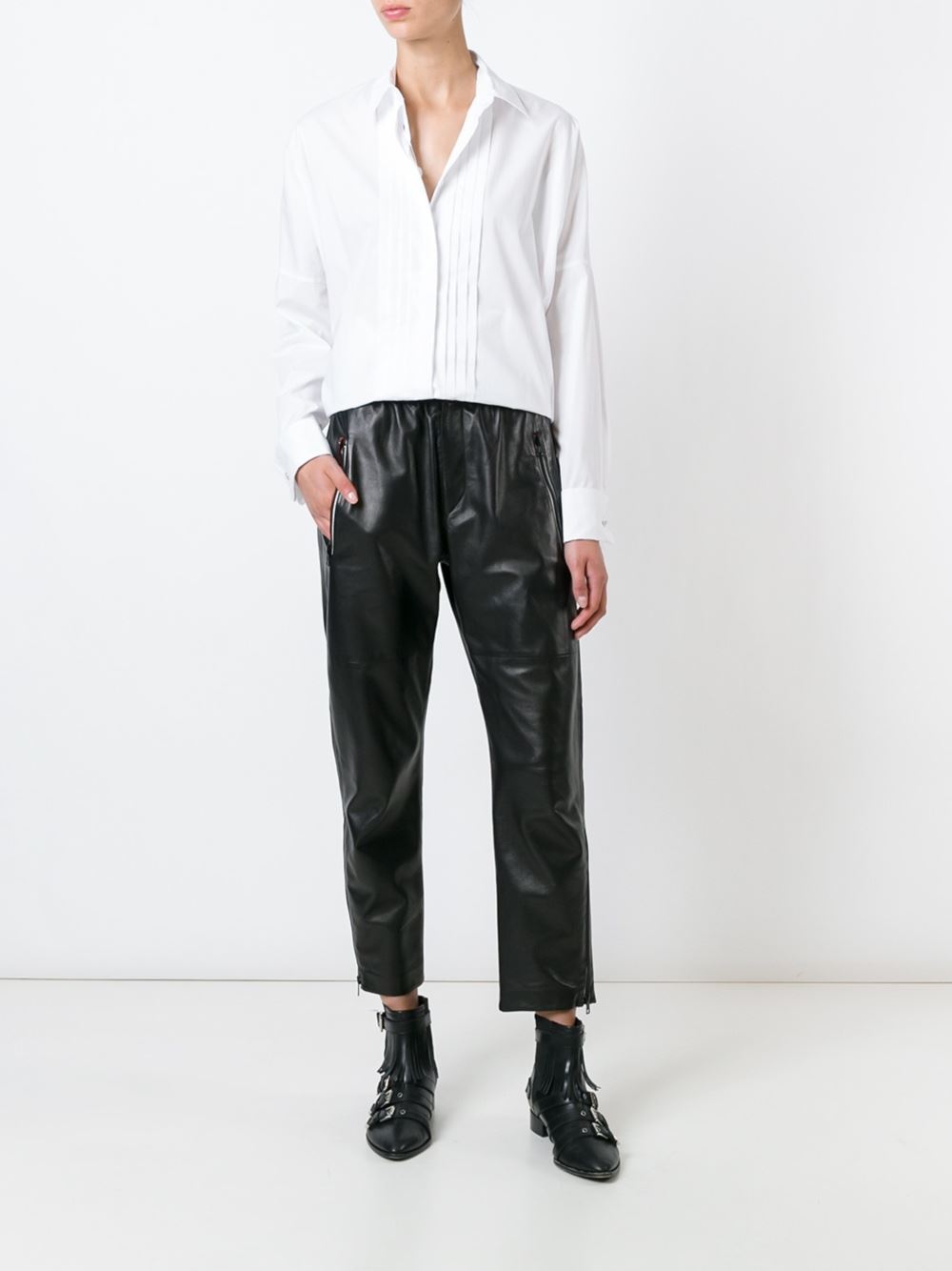 pleated front shirt