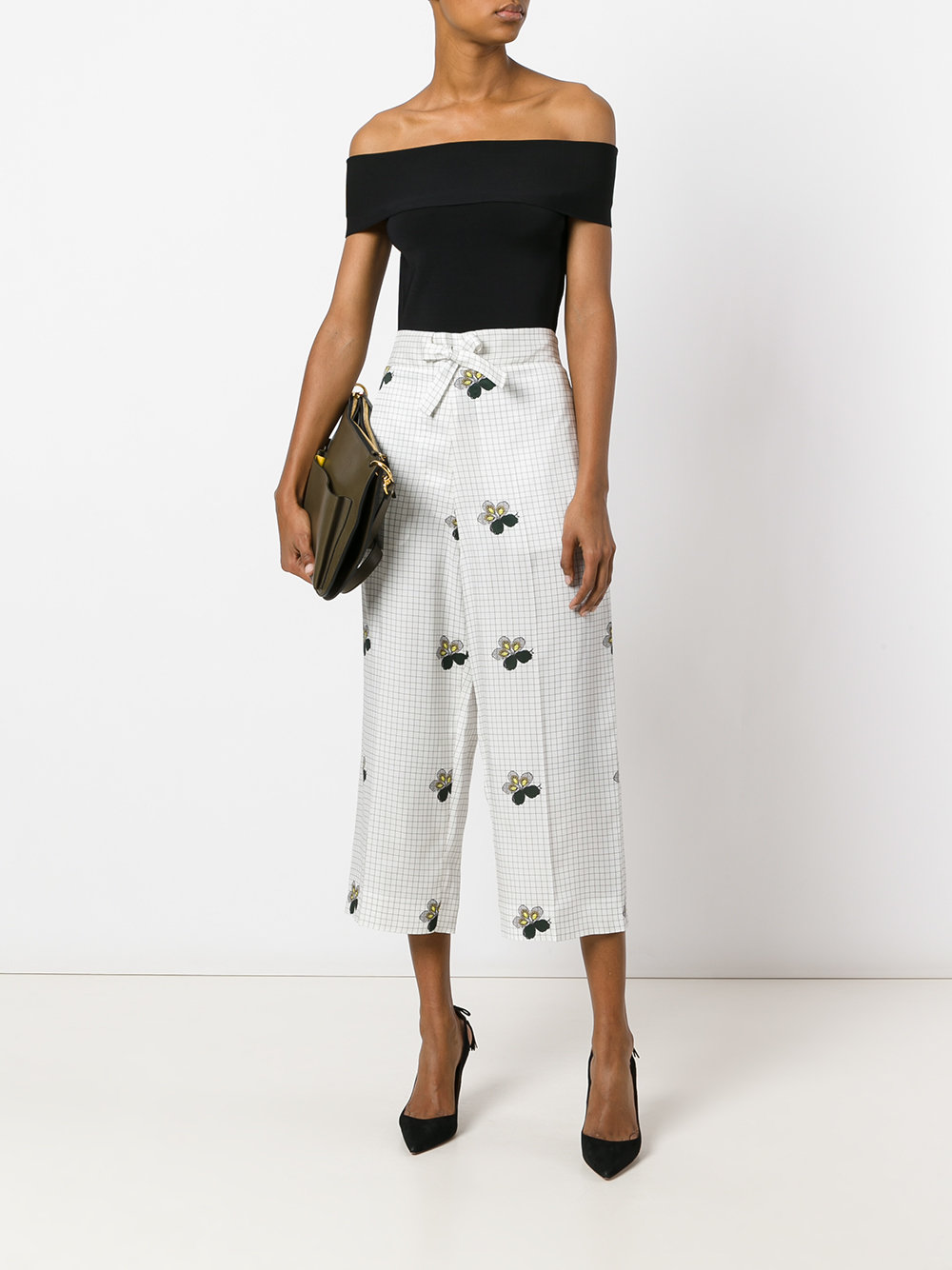 checked cropped trousers 