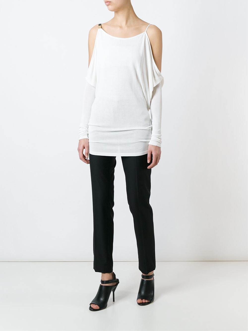 leather strap detail blouse