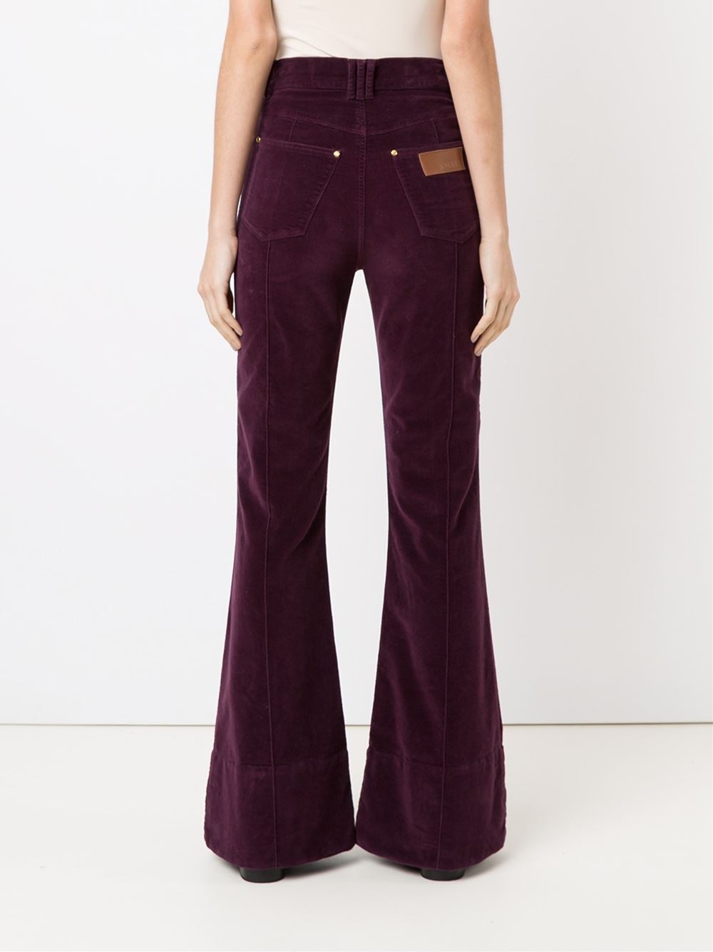 velvet flared trousers