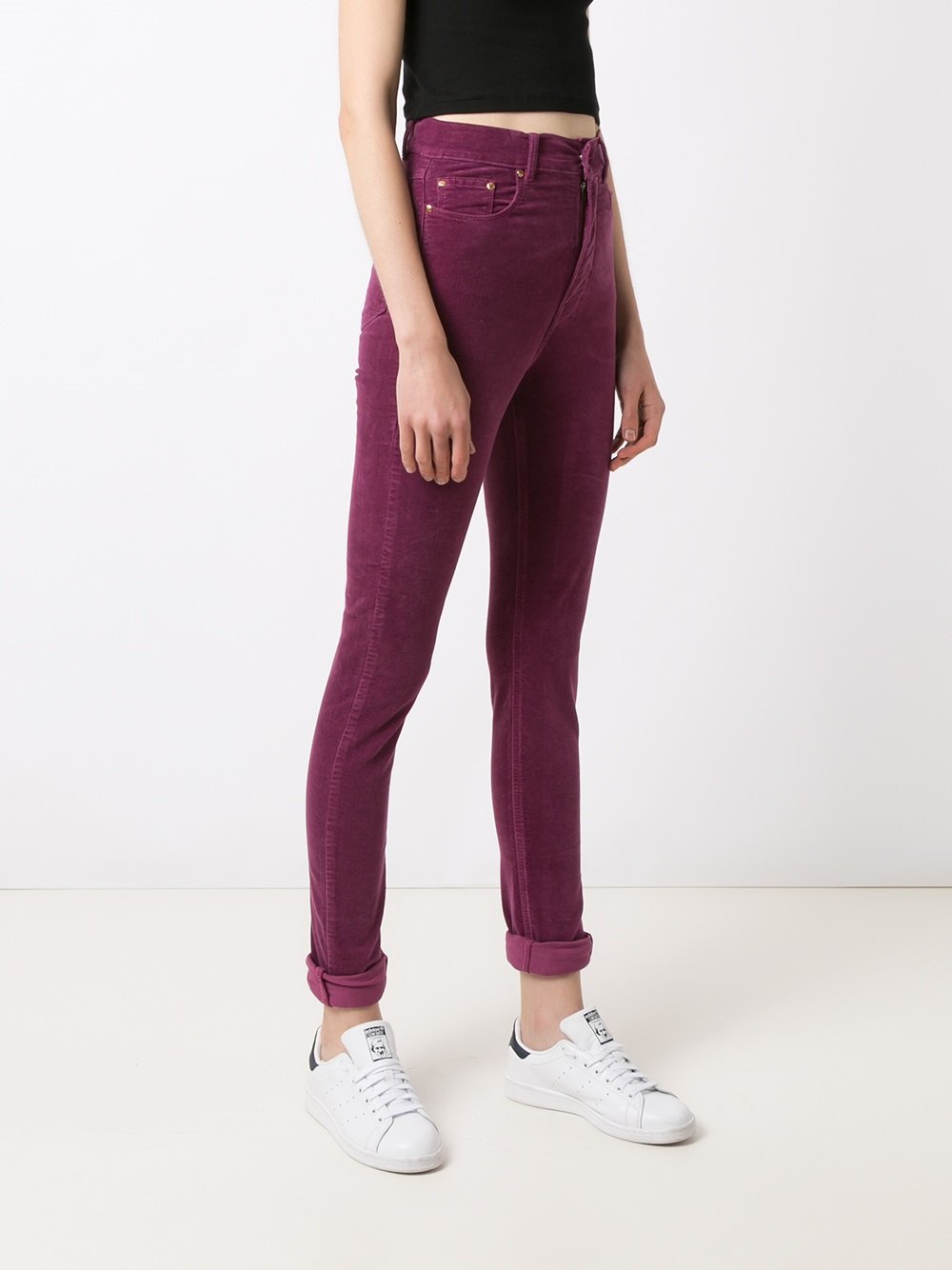 velvet high waist skinny trousers
