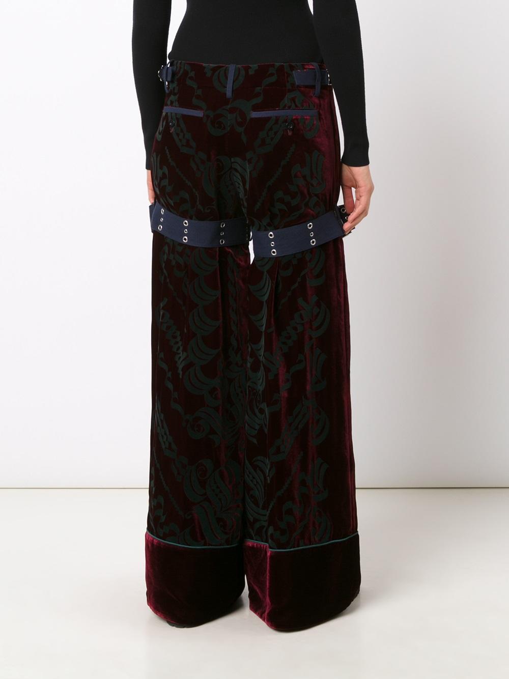 calligraphy print velvet palazzo pants