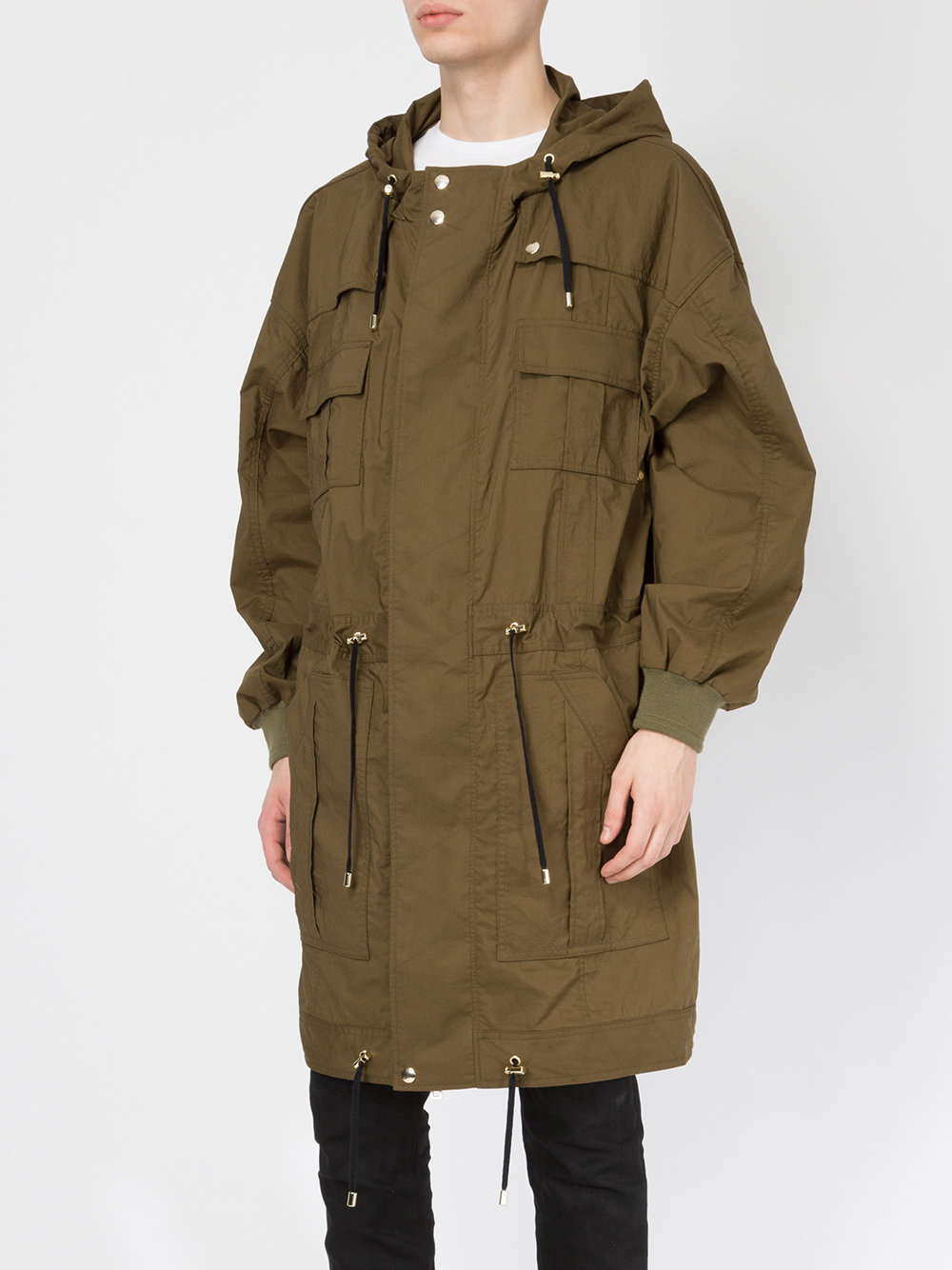 flap pocket parka coat