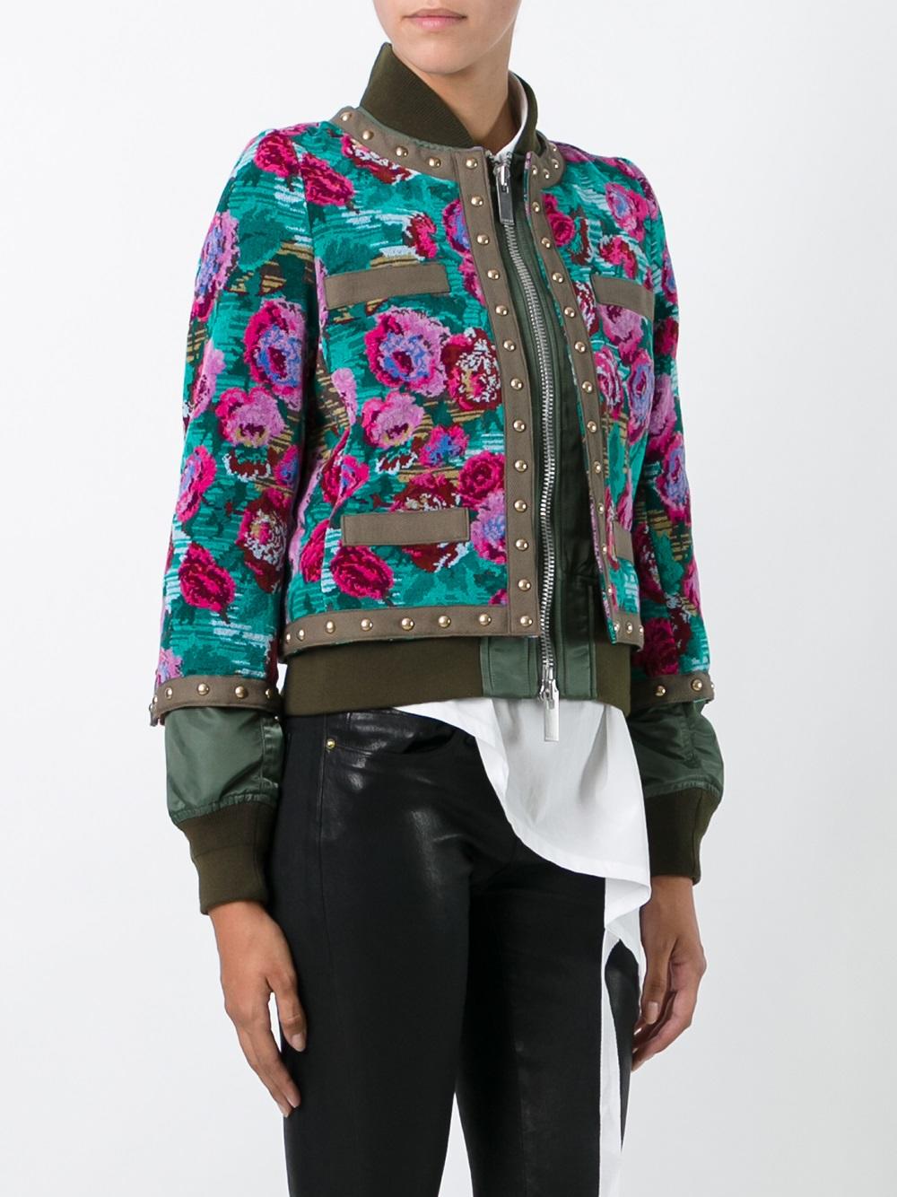 floral jacquard bomber