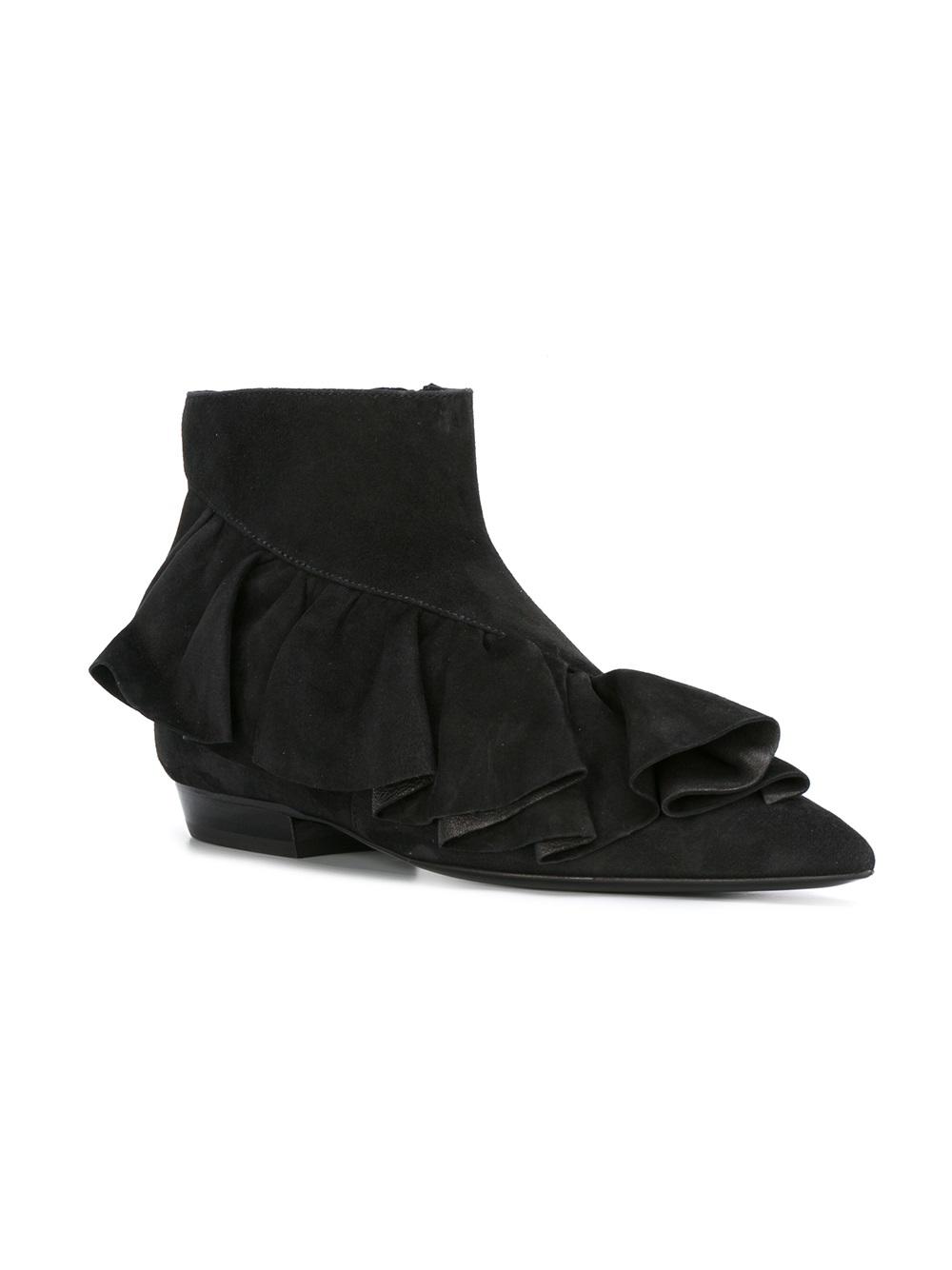 ruffled detail ankle boots