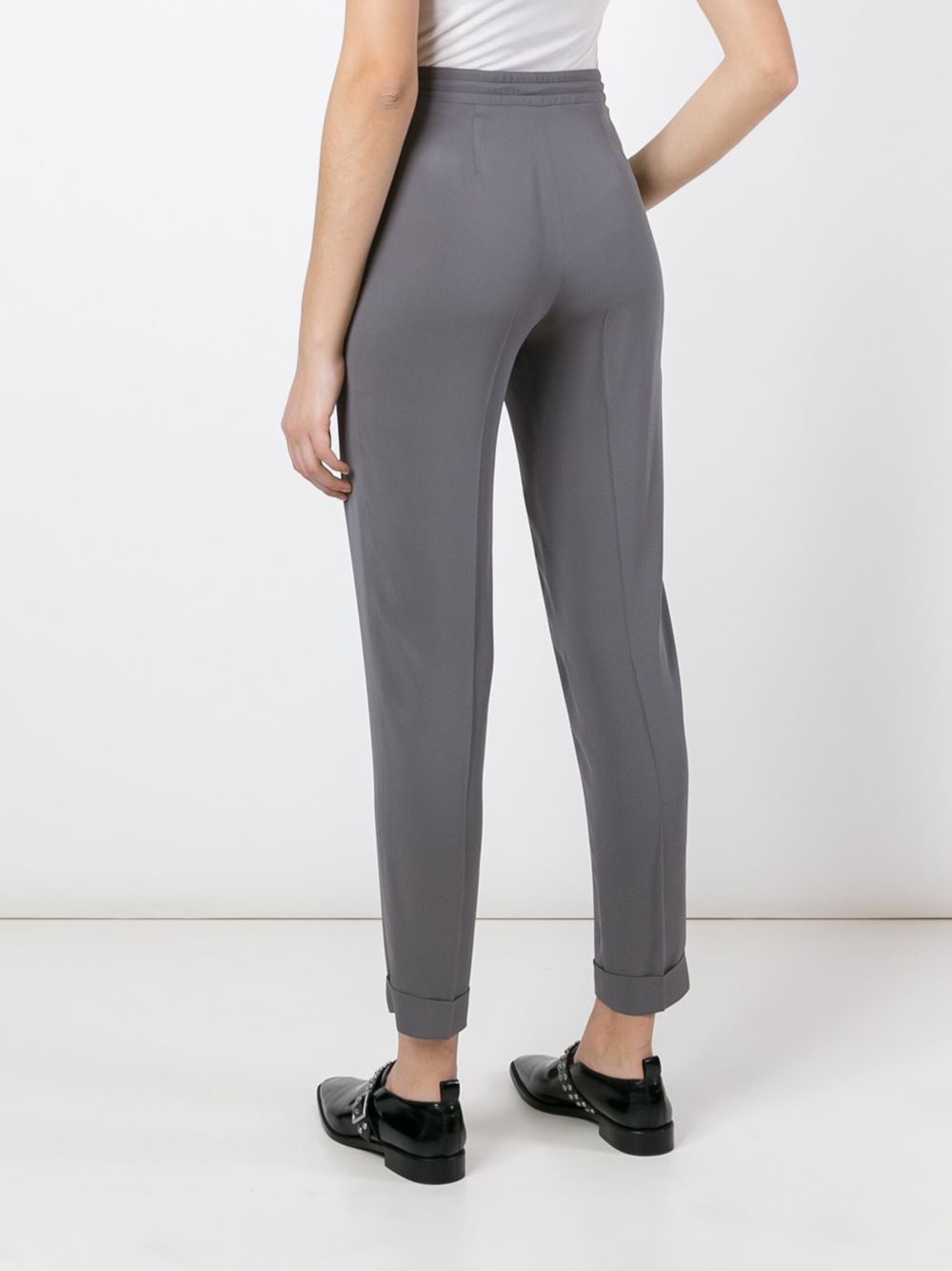 turn-up hem drawstring trousers