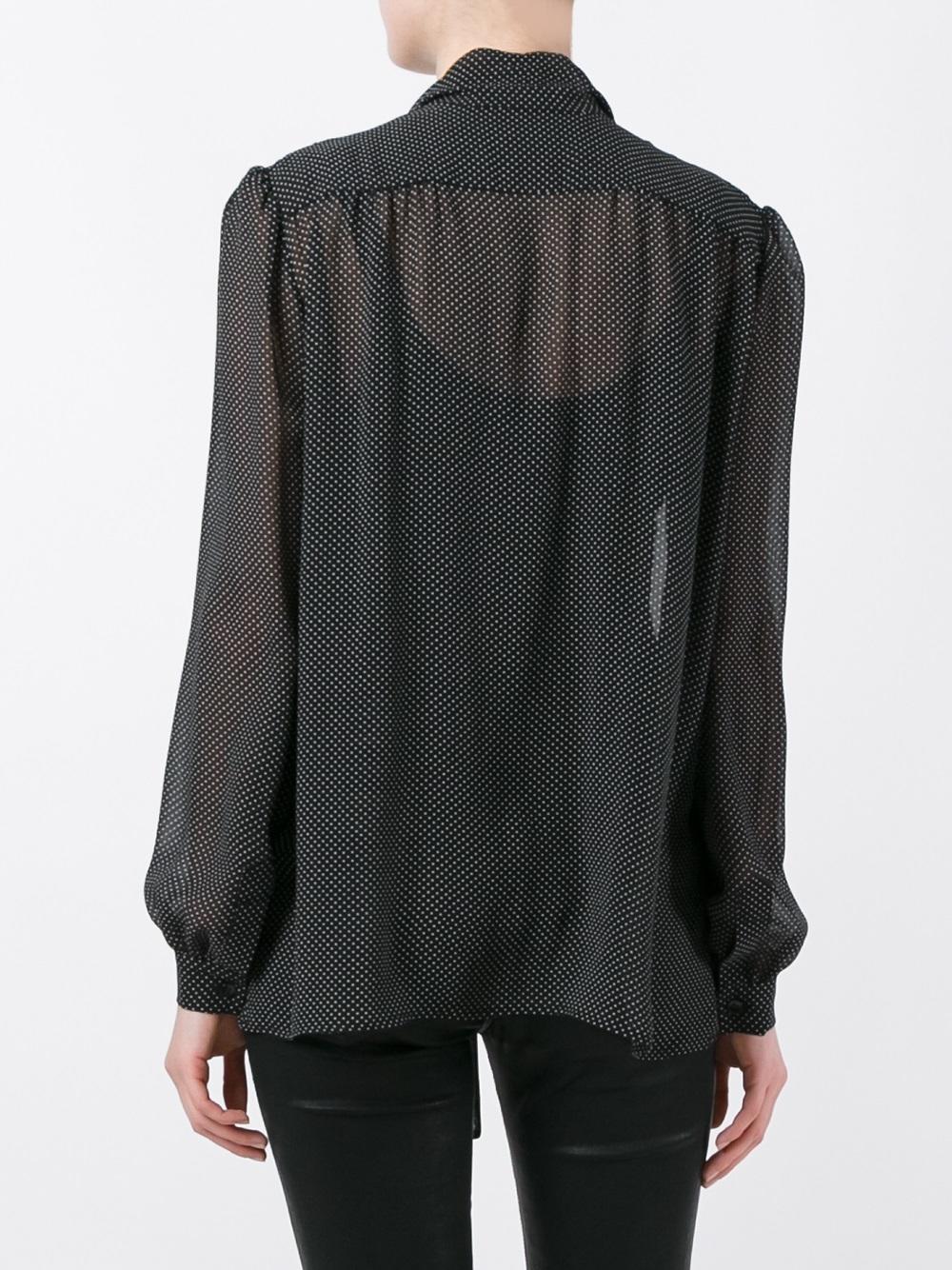 patterned sheer lavaliere blouse