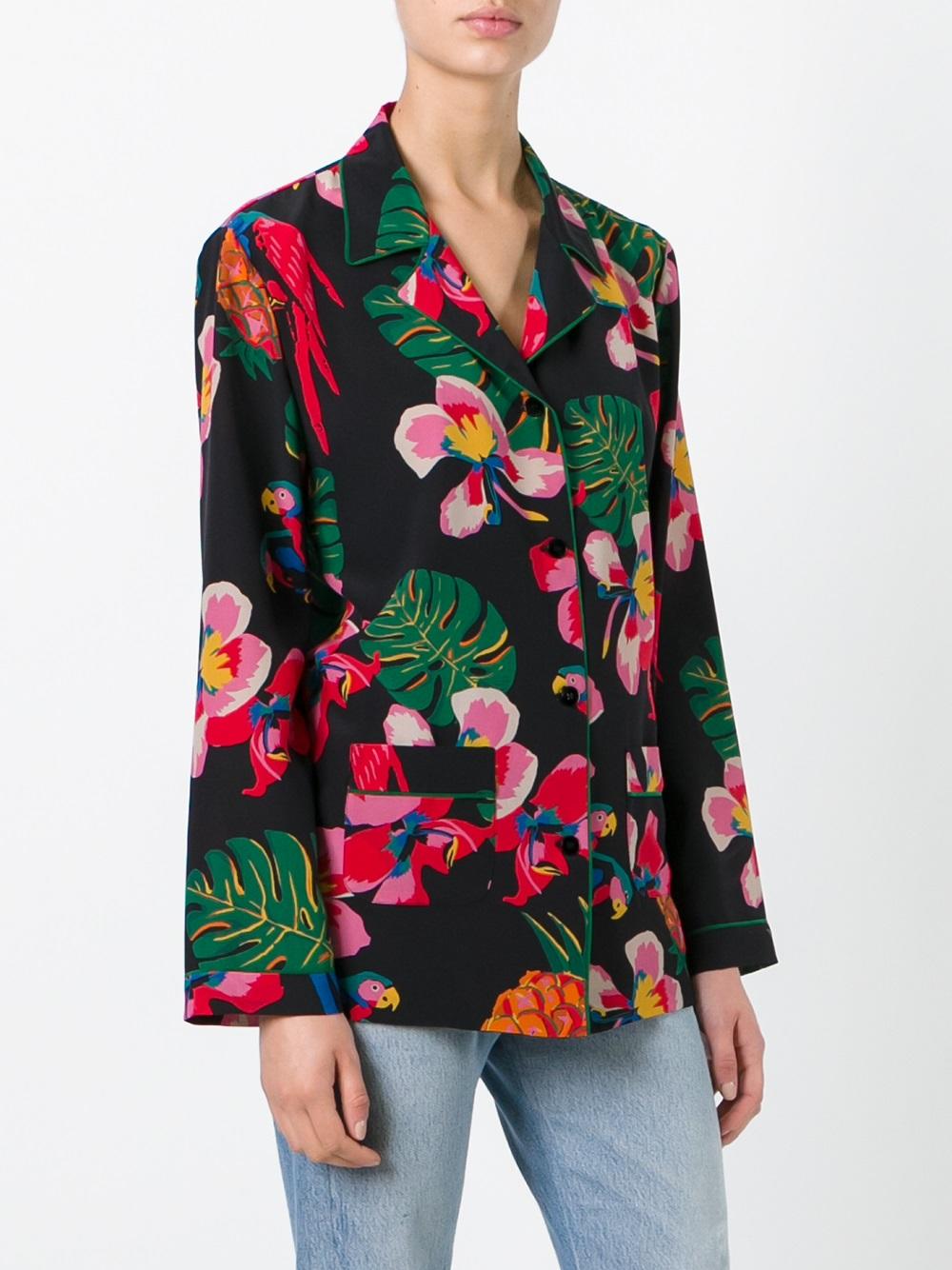 tropical print pyjama top