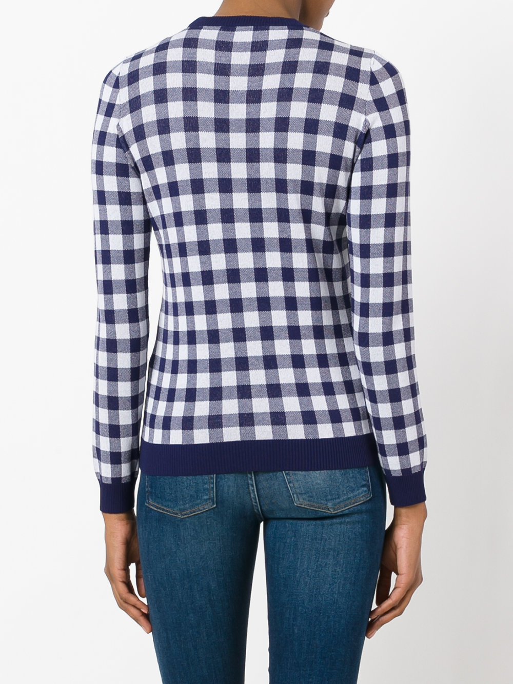 checked ribbon motif sweater