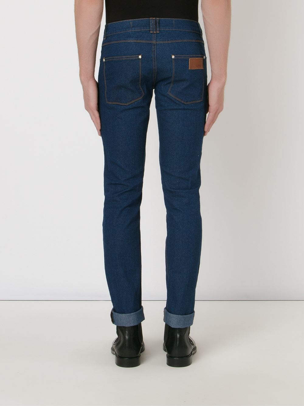straight denim trousers