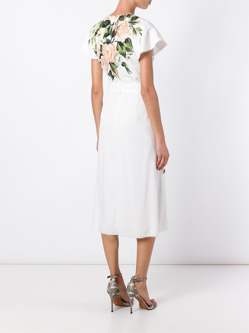 rose print midi dress
