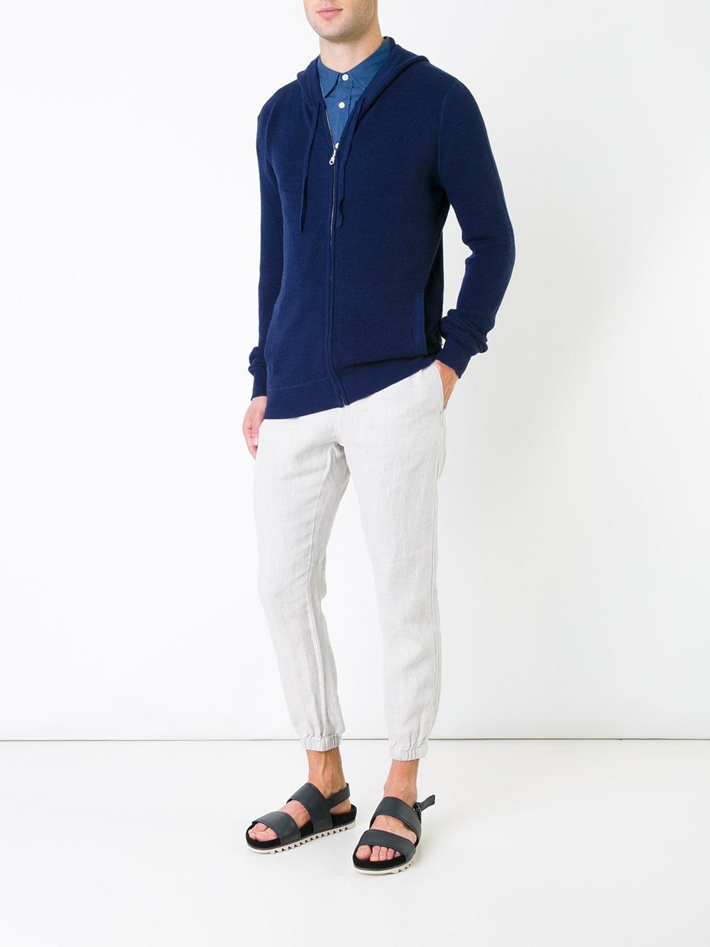 zipped knitted hoodie
