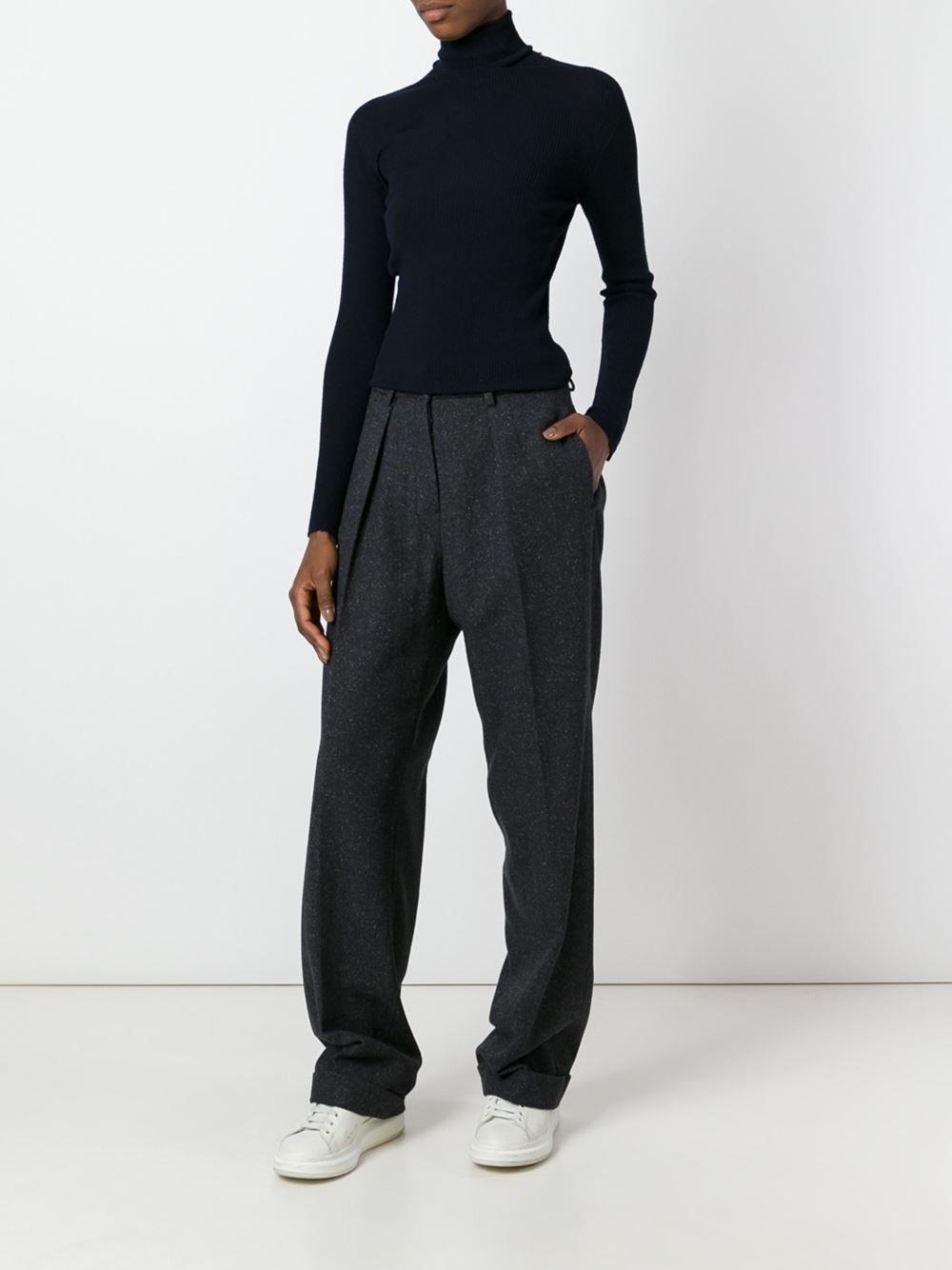 wide leg tailored trousers