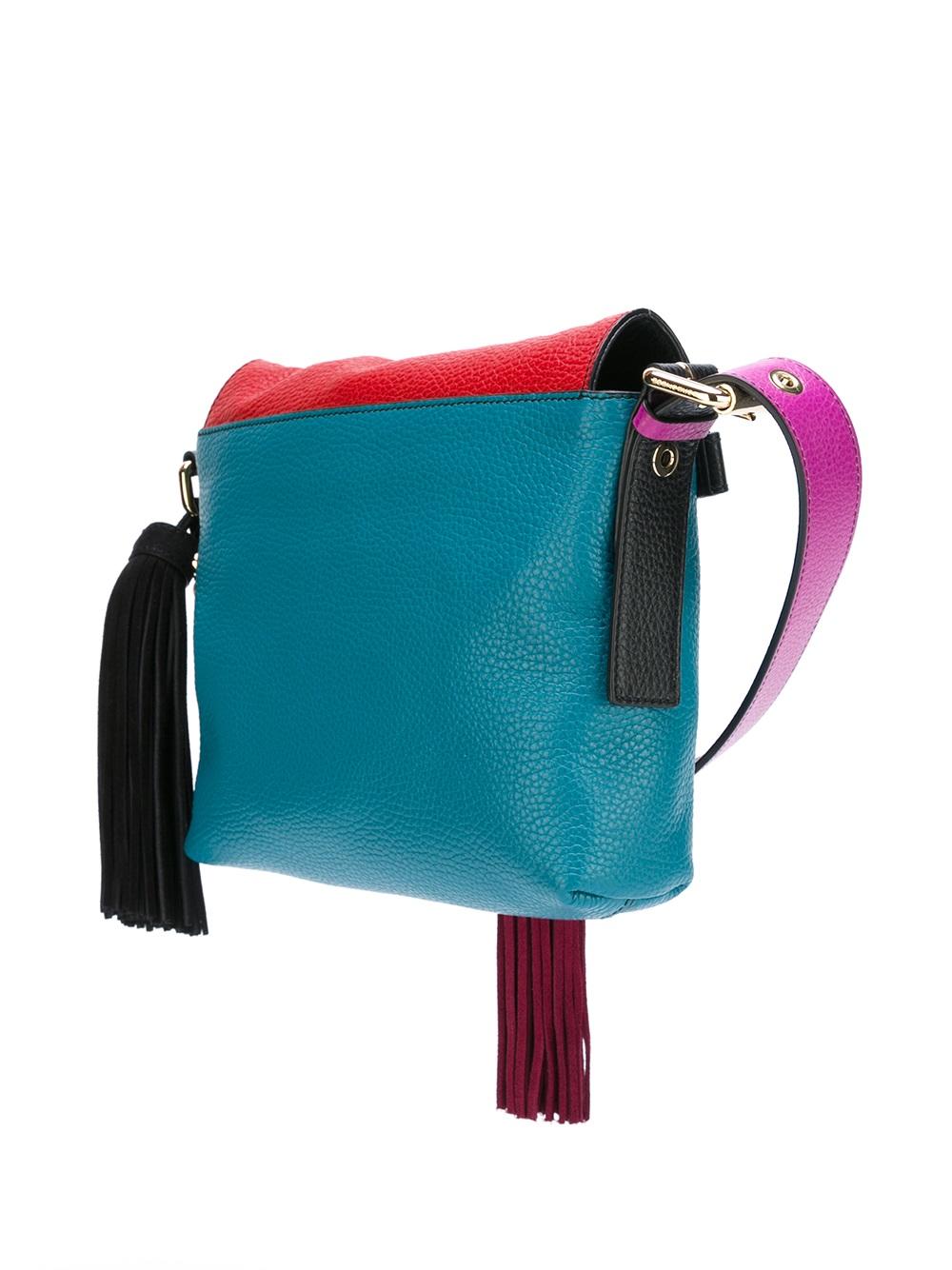 colour block tassel shoulder bag