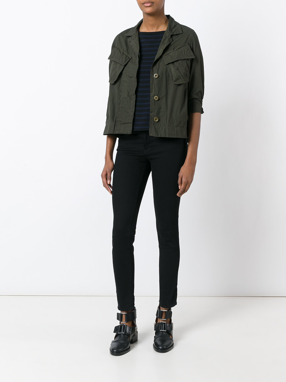 crinkled effect military jacket