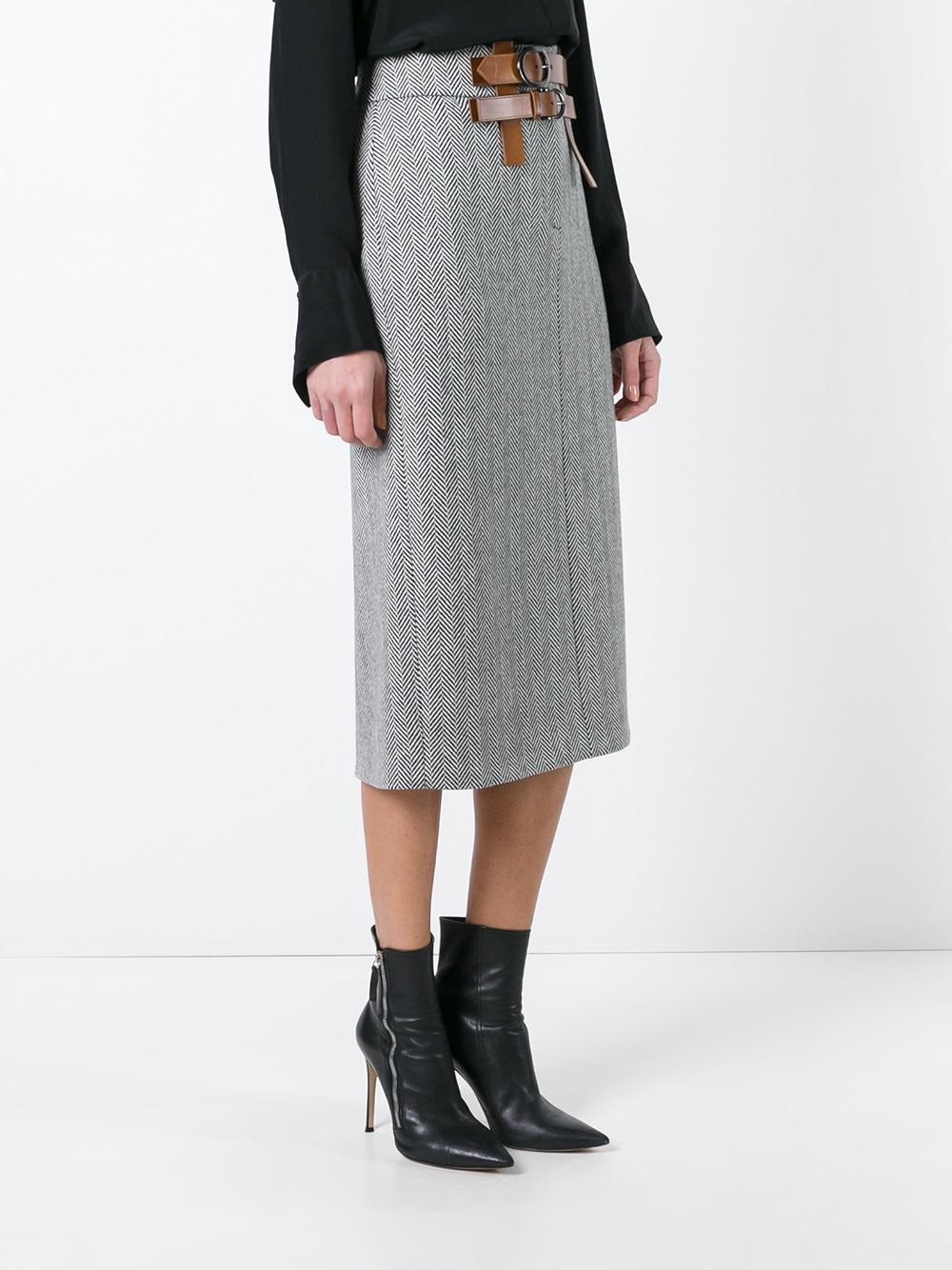 herringbone straight skirt