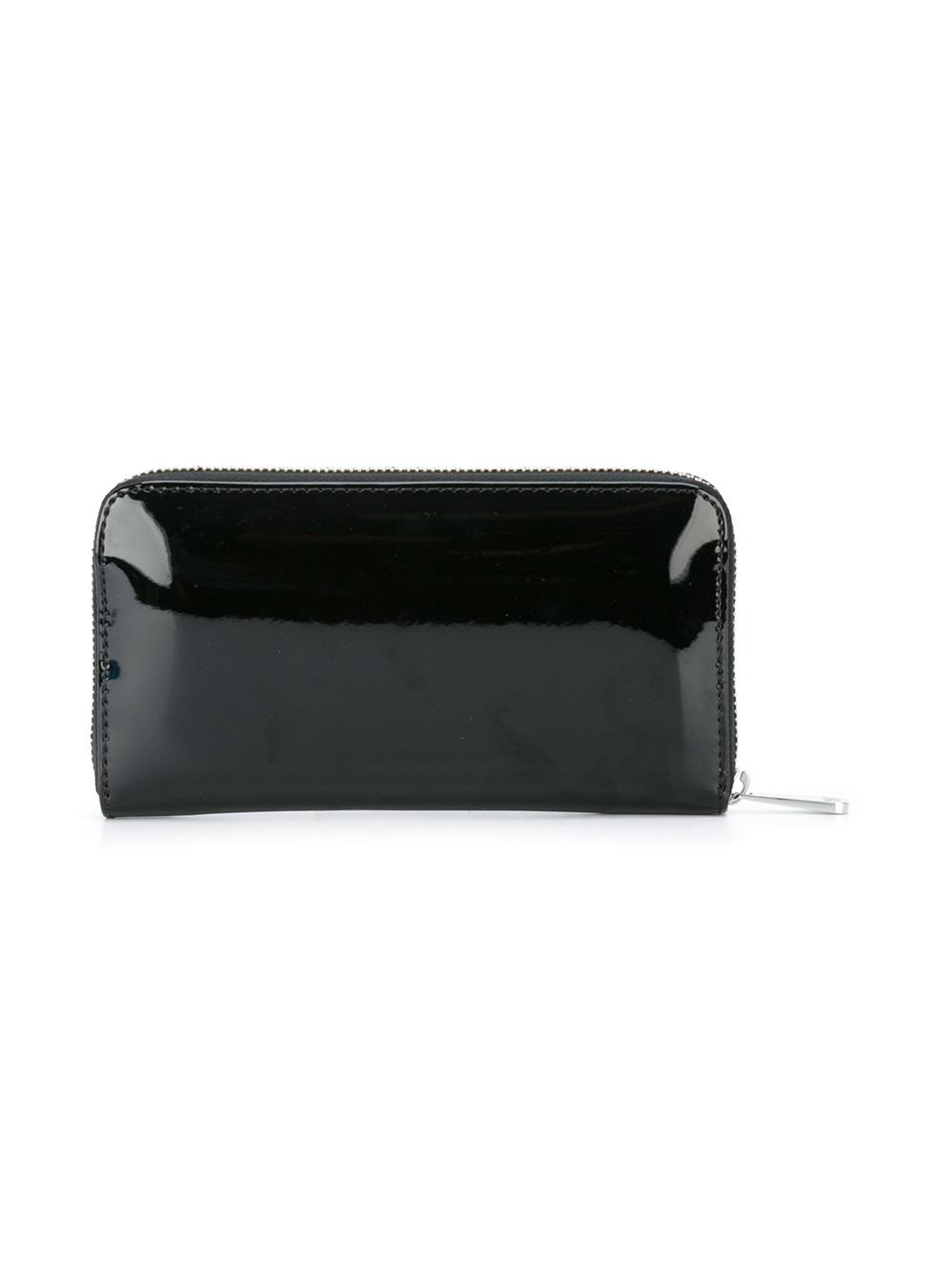 logo embossed zipped wallet