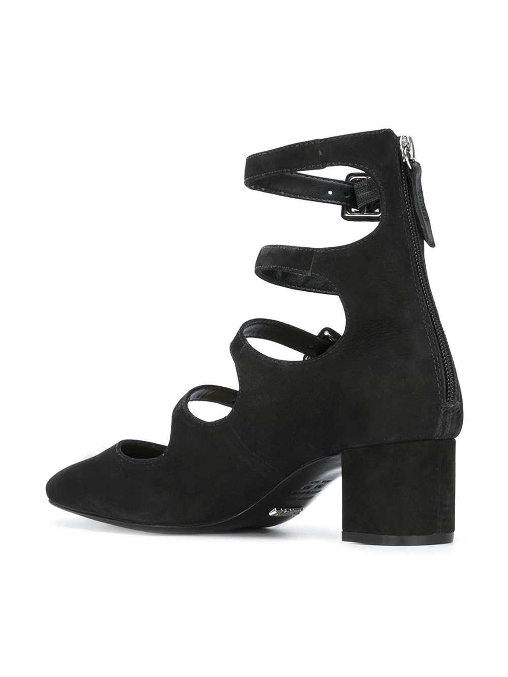 buckle strap mid-heel pumps