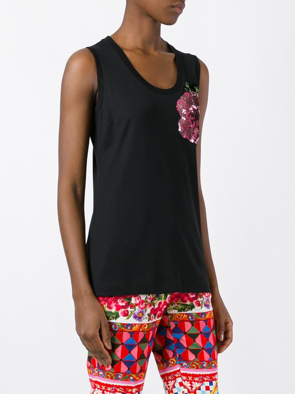 sequinned rose tank top