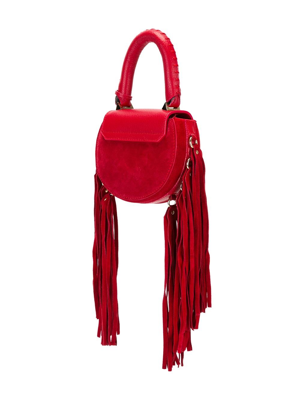 mini fringed round tote