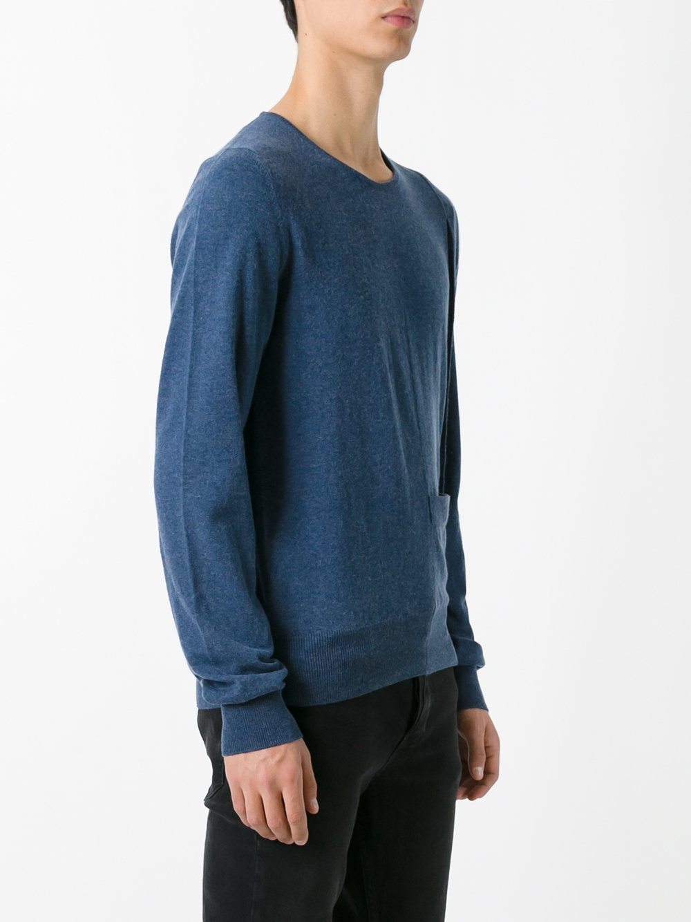 side button crew neck sweater