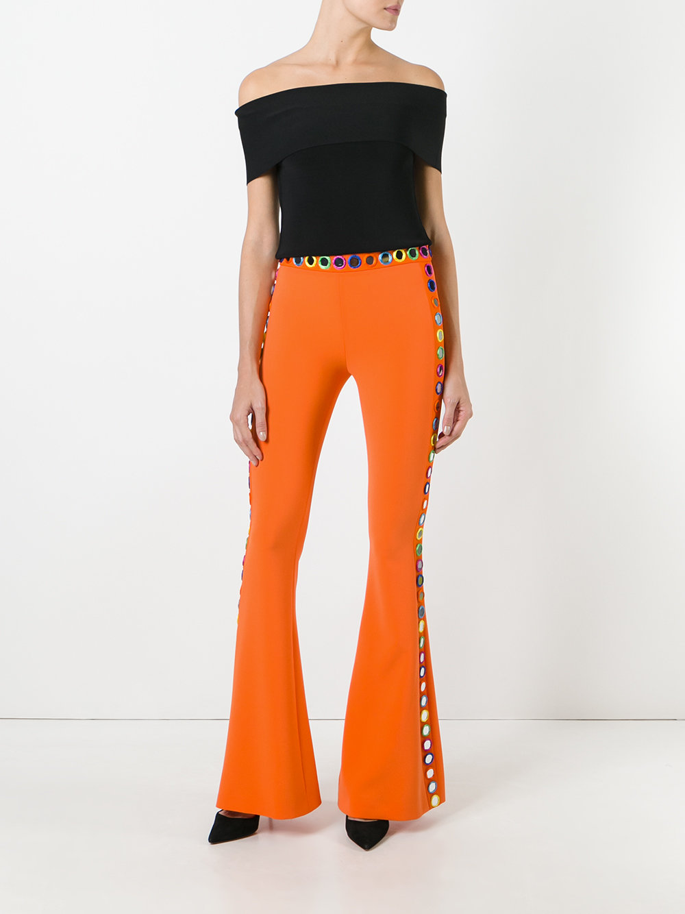 mirror embroidered flared trousers