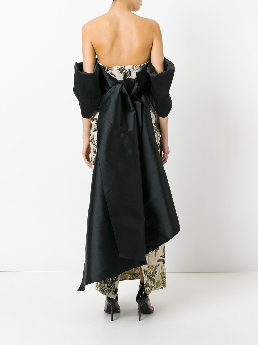 floral print strapless gown