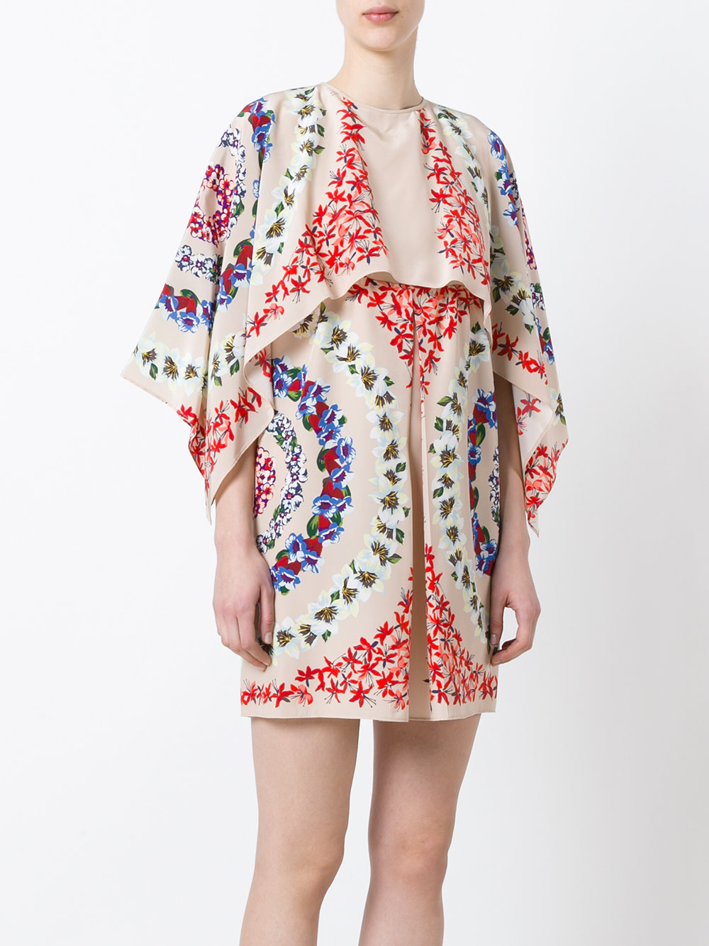 floral print cape dress