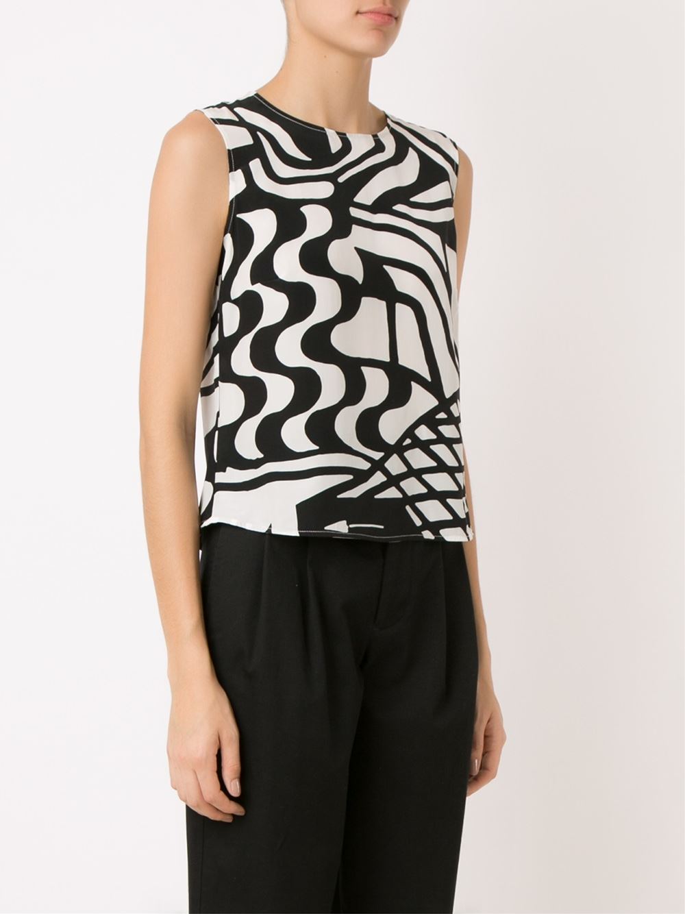 sleeveless printed blouse
