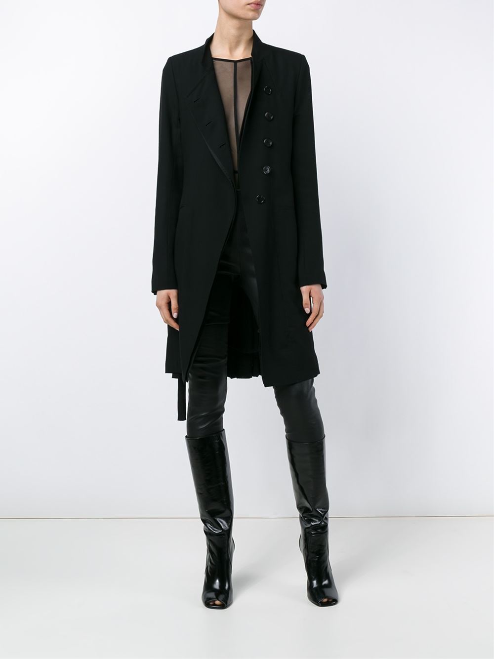 Pleated Wool Blend Coat