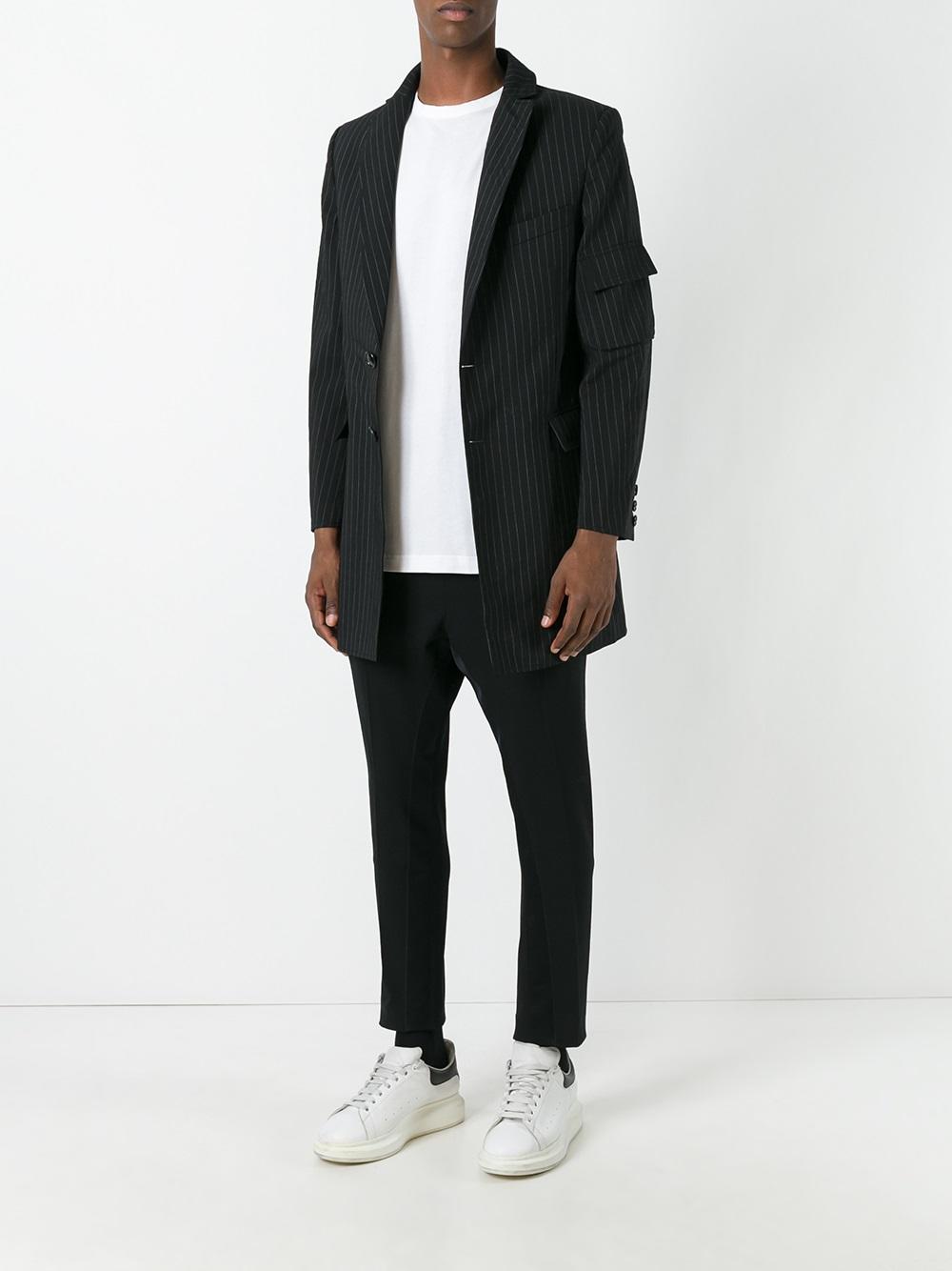 zip detail striped blazer