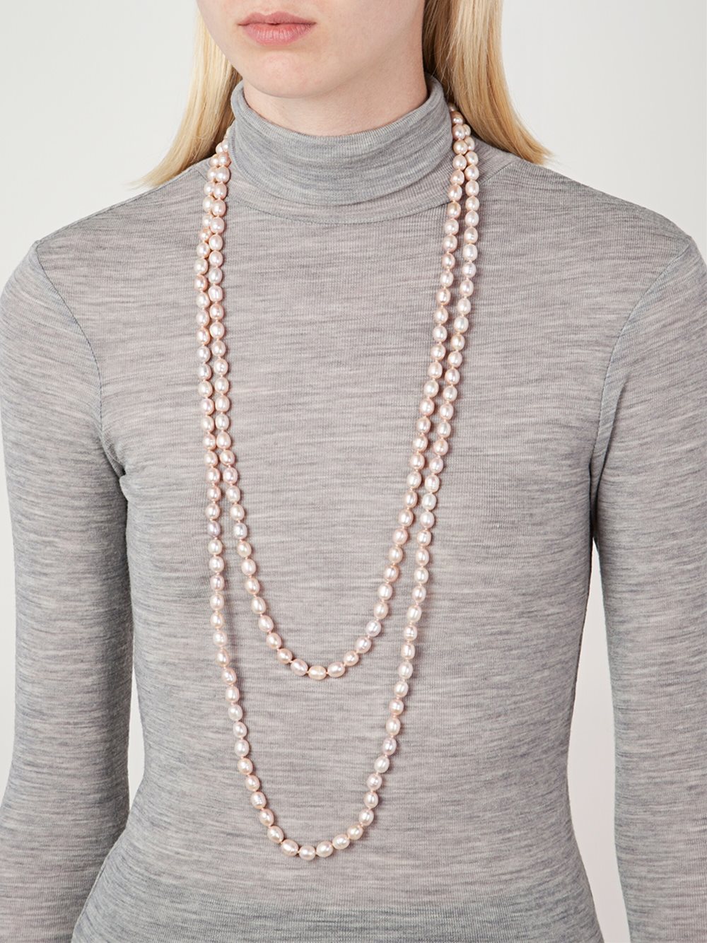 faux pearl double strand necklace