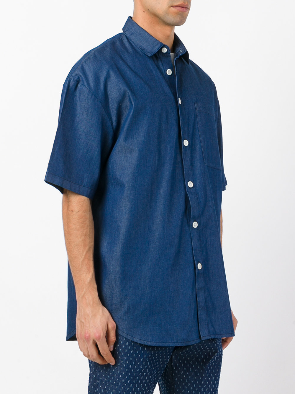 oversized chambray short sleeve shirt