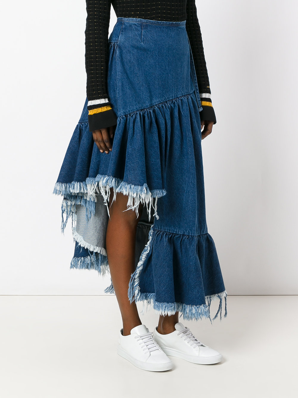 asymmetric denim skirt