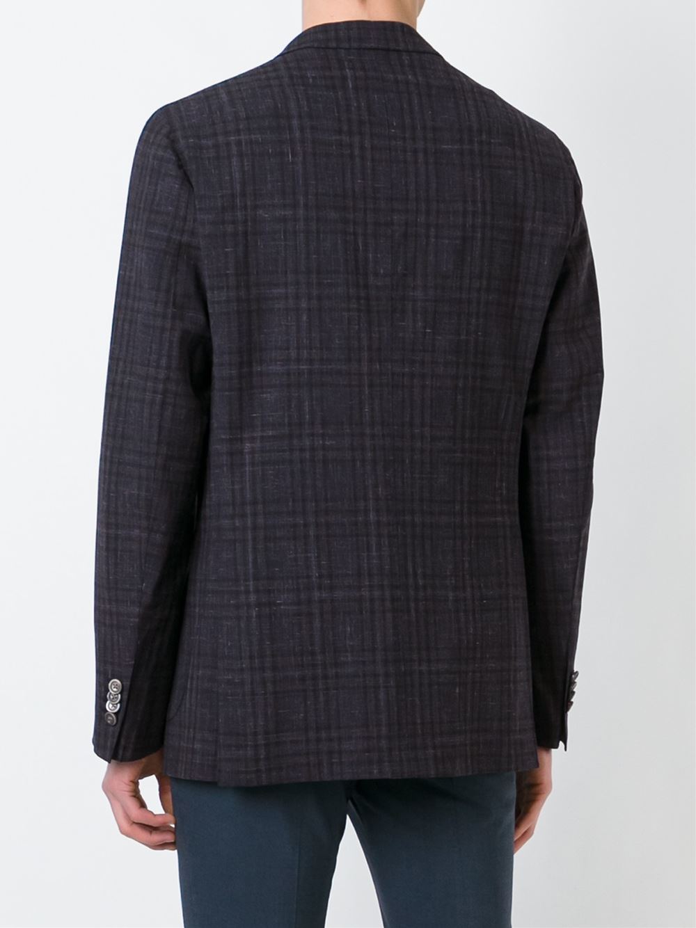 plaid single-breasted blazer