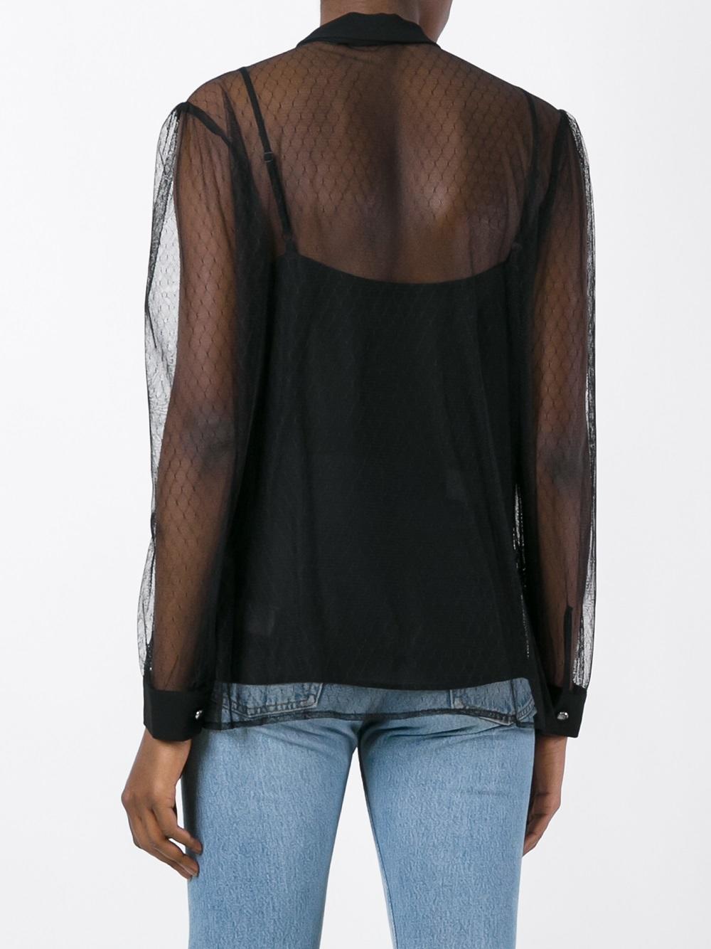 tied neck sheer blouse