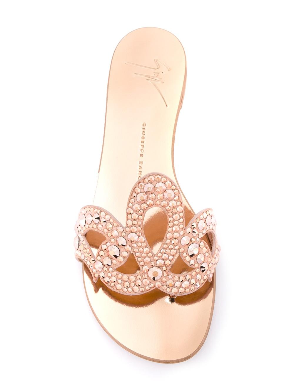 metallic flat sandals